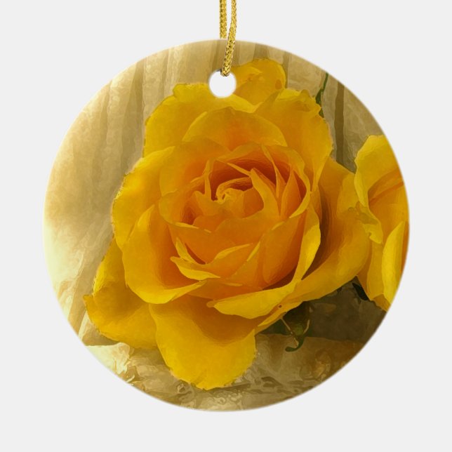 Ornement en céramique rose jaune (Devant)