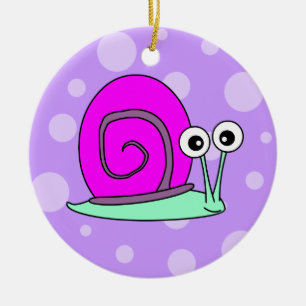 Ornement En Céramique Rose mignon de bande dessinée d'escargot avec