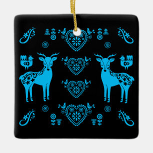 Ornement En Céramique Rosemaling Norwegian Folk Art