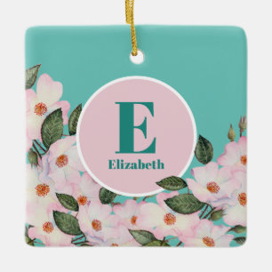 Ornement En Céramique Roses en aquarelle Ballerine Monogramme floral cir