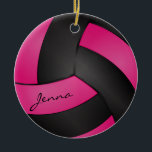 Ornement En Céramique Roses et Noirs Profondes Personnalisent le volley-<br><div class="desc">Ornement de volley-ball rose. Un grand cadeau pour un joueur de volley-ball, un fan de volley-ball ou un entraîneur d'équipe de volley-ball, un design sportif amusant. Plus de couleurs sont disponibles si vous ne trouvez pas vos couleurs, s'il vous plaît contactez-moi. ⭐ Ce Produit est 100% Personnalisable. *****Cliquez sur le...</div>