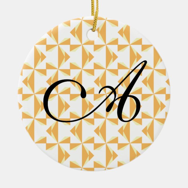 Ornement En Céramique Roues de Citrouille initial personnalisées (Devant)