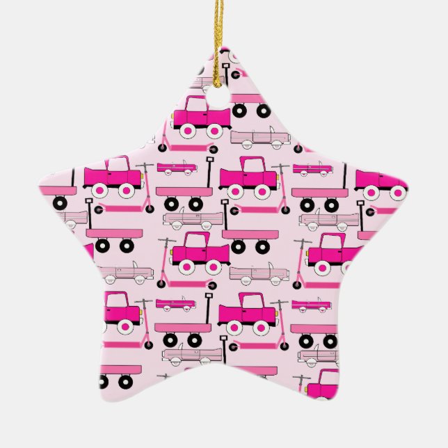 Ornement En Céramique Roues roses chaudes Voitures anciennes Camions Sco (Devant)