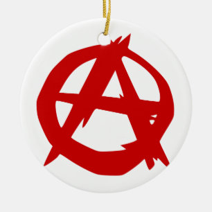 Ornement En Céramique Rouge A de symbole d'anarchie et cercle sans règl