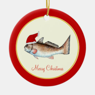 Ornement En Céramique Rouge de Noël de casquette de Père Noël de roug