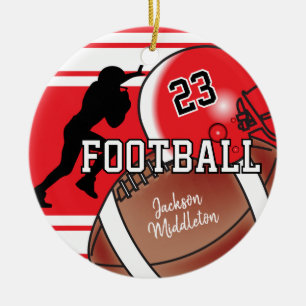 Ornement En Céramique Rouge et Noir personnalisent le football