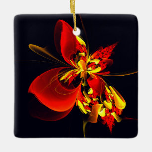 Ornement En Céramique Rouge Jaune Floral Moderne Résumé Modèle Art #10