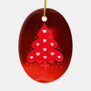 Ornement En Céramique ROUGE NOËL ARBRE FÊTE DE VACANCES rouge