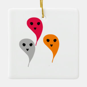 Ornement En Céramique Rouge orange jaune gris modèle fantôme halloween w