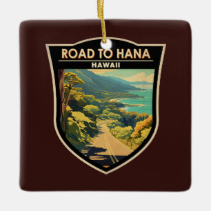 Ornement En Céramique Route vers Hana Maui Hawaii Travel Art Vintage