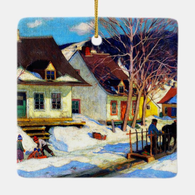 Ornement En Céramique Rue du village de Québec - Oeuvre de Clarence Gagn (Dos)