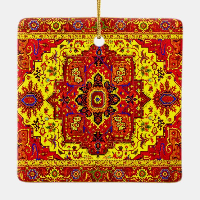 Ornement En Céramique RUG PERSIEN - Rouge et Jaune (Dos)