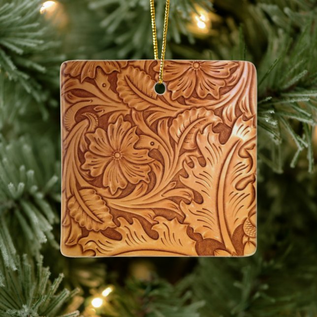 Ornement En Céramique Rustic brown cowboy fashion western leather (Arbre)