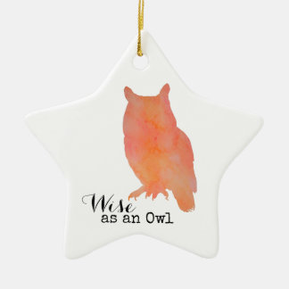 Ornement En Céramique Sage comme un hibou typographique aquarelle