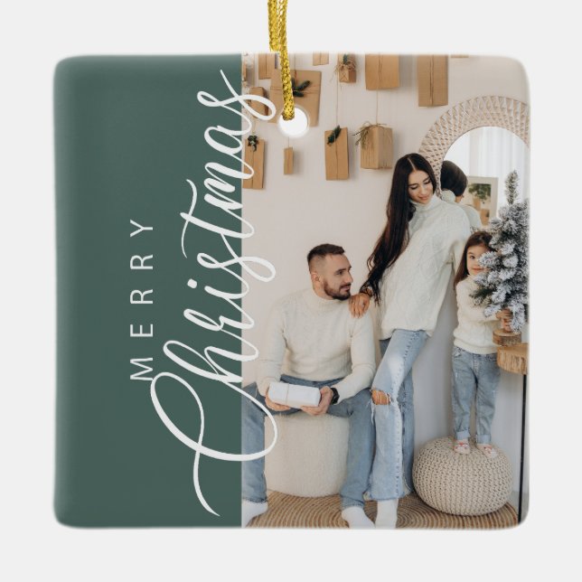 Ornement En Céramique Sage Green Joyeux Noël Photo (Devant)