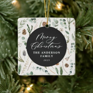 Ornement En Céramique Sage vert Noël photo botanique minimale