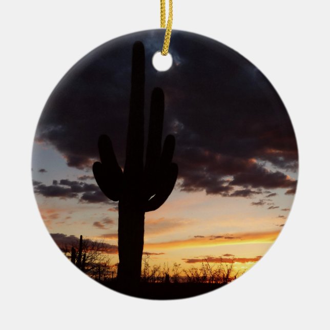 Ornement En Céramique Saguaro Sunset III Arizona Desert Paysage (Devant)