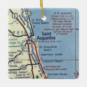 Ornement En Céramique Saint Augustine FL Vintage Map