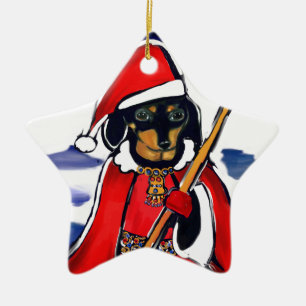 ORNEMENT EN CÉRAMIQUE SAINT-BERNARD TECHIEN DE NOËL