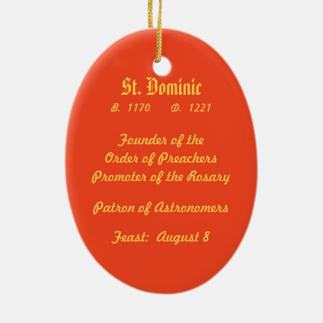 Ornement En Céramique Saint Dominique de Guzman (PM 02) (Dos)
