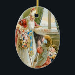 Ornement En Céramique Saint Nicolas de Noël<br><div class="desc">Art vintage de Noël,  Saint Nicolas avec enfants.</div>