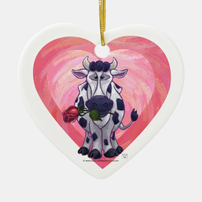 Ornement En Céramique Saint Valentin de la vache (Devant)