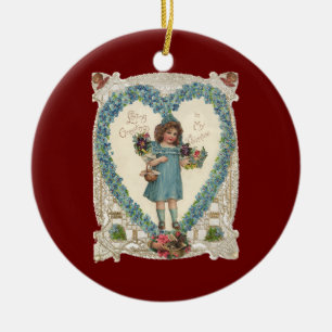 Ornement En Céramique Saint-Valentin victorien vintage, Couronne de cœur