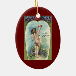 Ornement En Céramique Saint-Valentin victorien vintage, Message de Cupid