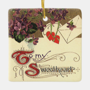 Ornement En Céramique Saint-Valentin victorien vintage pour mon amour
