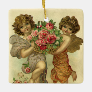 Ornement En Céramique Saint Valentin victorienne vintage, Angels Rose