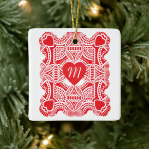 Ornement En Céramique Saint Valentin vintage, Coeurs Victoriens Die Cut