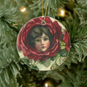 Ornement En Céramique Saint-Valentin vintage, visages victoriens dans le