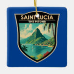Ornement En Céramique Sainte-Lucie Les Pitons Travel Art Vintage<br><div class="desc">Sainte-Lucie Le design vectoriel des Pitons. Les Pitons sont deux plugs volcaniques montagneux,  les flèches volcaniques,  situés à Sainte-Lucie.</div>