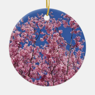 Ornement En Céramique Sakura Cerisiers en Fleur Dans Le Bleu