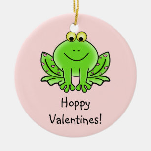 Ornement En Céramique Salutation drôle de grenouille d'amour :