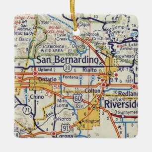 Ornement En Céramique San Bernadino Vintage Road Map