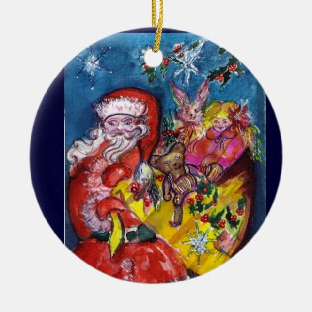 Ornement En Céramique SANTA CLAUS, CADEAUX DE NOËL ET JOUETS Ruby Rouge  (Devant)