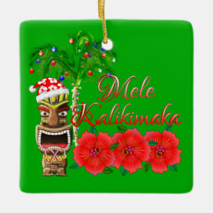 Ornement En Céramique Santa Claus Tiki Mele Kalikimaka
