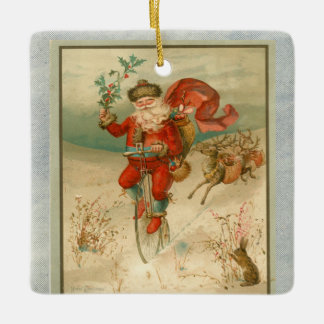 Ornement En Céramique Santa Claus victorien sur vélo à grande roue