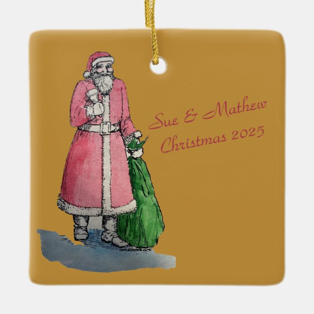 Ornement En Céramique Santa Claus with a Sack of Gifts (Devant)