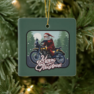Ornement En Céramique Santa on Motorcycle Personalized