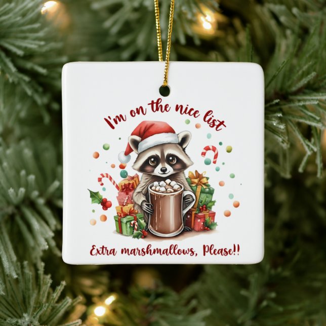 Ornement En Céramique Santa’s Sweet Raccoon Treat (Arbre)