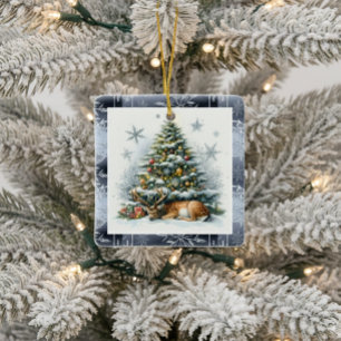Ornement En Céramique Sapin de Noël avec Cerf