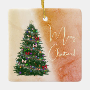 Ornement En Céramique Sapin de Noël décoré de couleurs