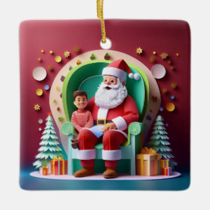 Ornement En Céramique Sapin de Noël en papier à couches Père Noël