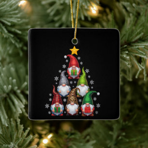 Ornement En Céramique Sapin de Noël Gnomes Drôle de vacances de Noël 