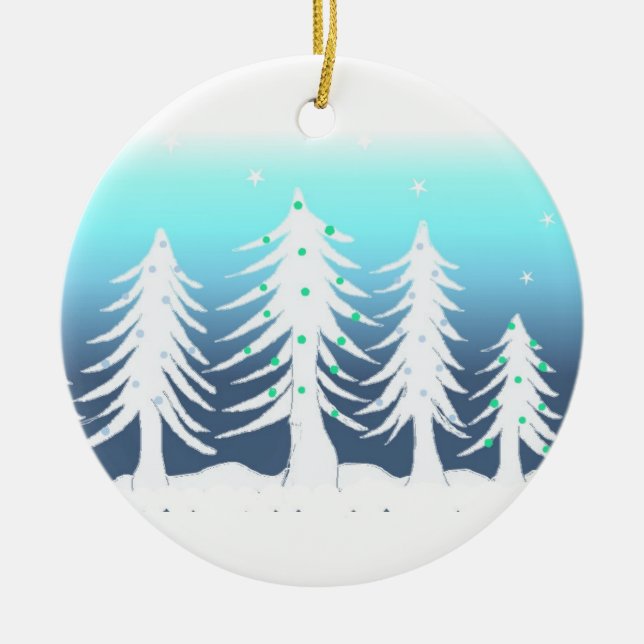 Ornement En Céramique Sapins de Noël blancs (Devant)