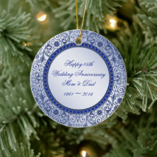 Ornement En Céramique Sapphire 45e anniversaire de Mariage