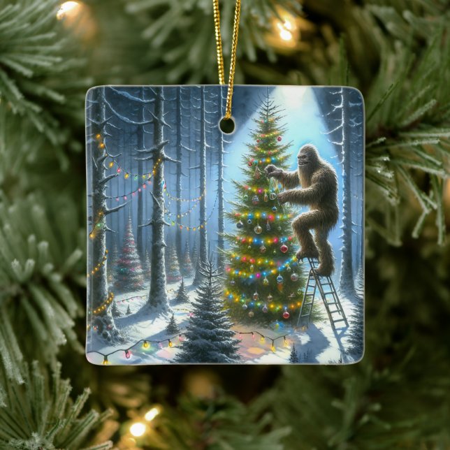 Ornement En Céramique Sasquatch Décorer les arbres de Noël Drôle (Arbre)