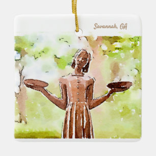 Ornement En Céramique Savannah Bird Girl Ornament de vacances